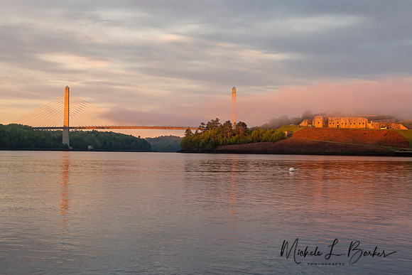 Penobscot Narrows Bridge and Fort Knox - Sunrise